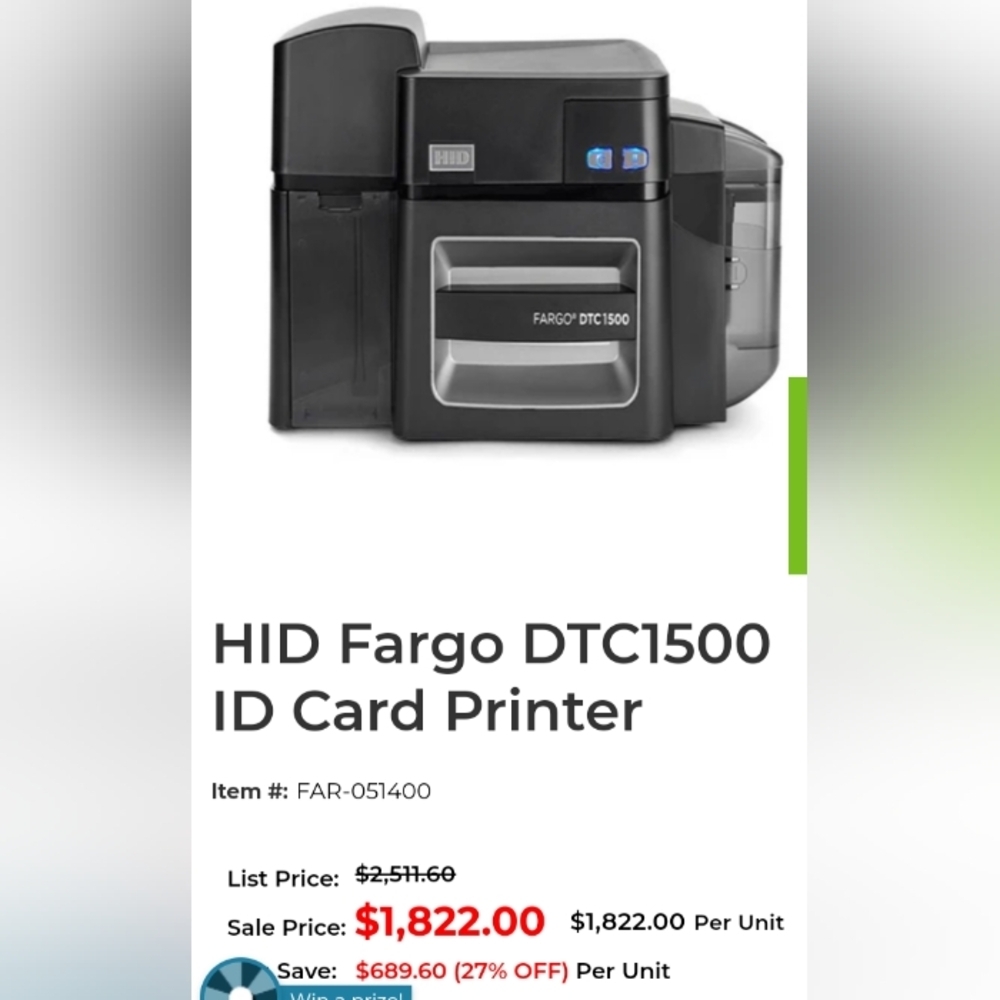 HID Fargo DTC1500xe ID Card Printer